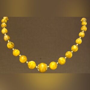 Vintage 24” Amber Colour Graduated Bead Necklace